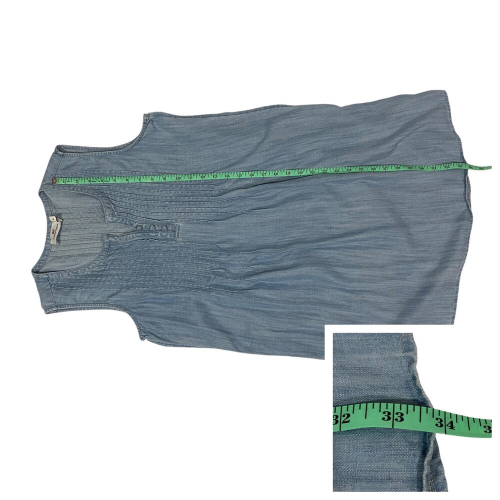 Vineyard Vines Sleeveless Chambray Pintuck Dress - Blue - Medium - Picture 3 of 8